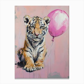 Cute Siberian Tiger 2 With Balloon Canvas Print