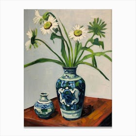 Flowers In A Vase Still Life Painting Oxeye Daisy 1 Canvas Print