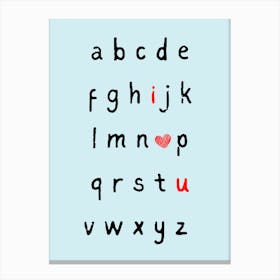 Alphabet i love u Canvas Print