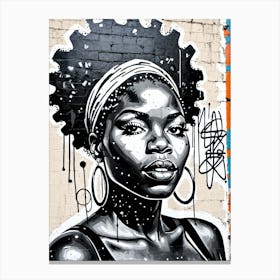 Vintage Graffiti Mural Of Beautiful Black Woman 123 Canvas Print