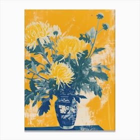 Chrysanthemum Flowers On A Table   Contemporary Illustration 2 Canvas Print
