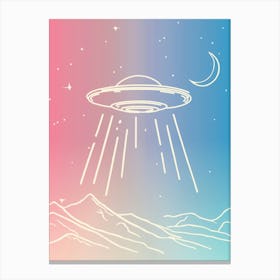 Ufo line drawing with gradient sky Canvas Print