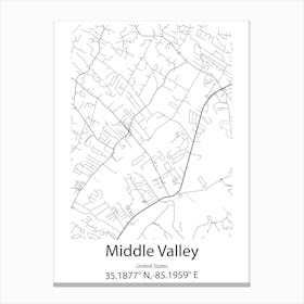 Middle Smithfield,United States Minimalist Map Stampe su tela