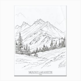 Mount Lafayette Usa Color Line Drawing 8 Poster Canvas Print
