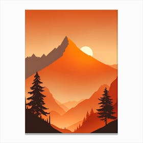 Misty Mountains Vertical Composition In Orange Tone 180 Canvas Print