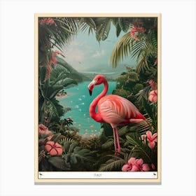 Greater Flamingo Italy Tropical Illustration 2 Poster Canvas Print