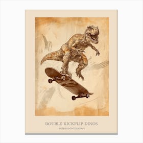 Heterodontosaurus Vintage Dinosaur Poster 2 Canvas Print