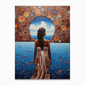 Default Australian Aboriginal Dot Painting Art Dreaming Of Fis 1 (2) Canvas Print