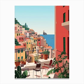 Cinque Terre, Italy, Graphic Illustration 3 Canvas Print