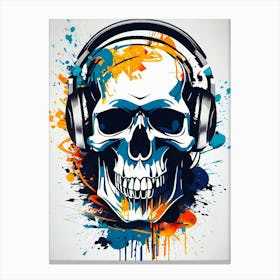 Skull With Headphones 128 Canvas Print