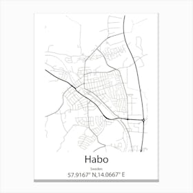 Habo,Sweden Minimalist Map Canvas Print