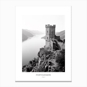 Poster Of Portovenere, Italy, Black And White Photo 2 Canvas Print