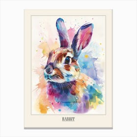 Rabbit Colourful Watercolour 4 Poster Canvas Print
