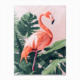 Chilean Flamingo Philodendrons Minimalist Illustration 4 Canvas Print