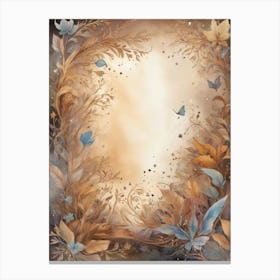 Frame With Flowers And Butterflies Canvas Print