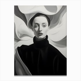 "Obsidian Elegance: Portrait of the Woman in Black" Canvas Print