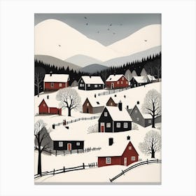 Scandinavian Village Scene Painting (2) Canvas Print