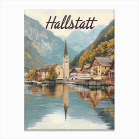 Aihrgdesign A Classic 1960s Travel Poster For Hallstatt 2 Canvas Print