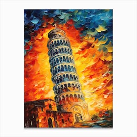 Tower Of Pisa Van Gogh Style 1 Canvas Print