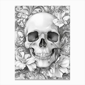 Skull with flowers 1 Canvas Print