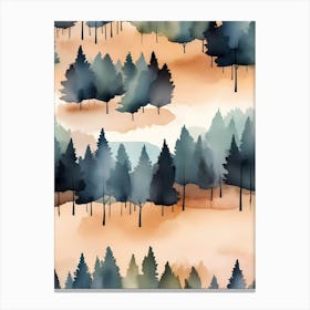 Watercolor Forest Seamless Pattern Canvas Print