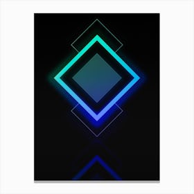 Neon Blue and Green Abstract Geometric Glyph on Black n.0367 Canvas Print