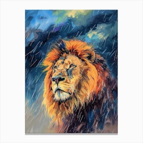 Masai Lion Facing A Storm Fauvist Painting 1 Canvas Print