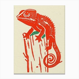 Red Senegal Chameleon Block 3 Canvas Print