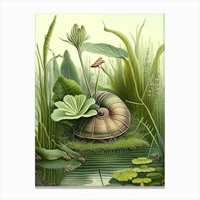Garden Snail In Marshes 1 Botanical Canvas Print