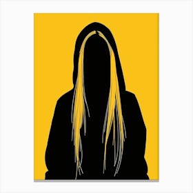 Silhouette Of A Girl With Long Hair Canvas Print