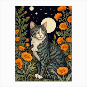 William Morris Cat In The Meadow 1 Canvas Print