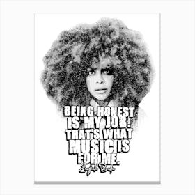 Erykah Badu Black White Line Art with Quotes Canvas Print