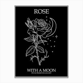 Rose With A Moon Line Drawing 1 Poster Inverted Canvas Print