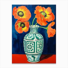 Flowers In A Vase Still Life Painting Poppy 2 Canvas Print