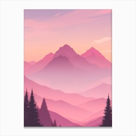 Misty Mountains Vertical Background In Pink Tone 24 Canvas Print