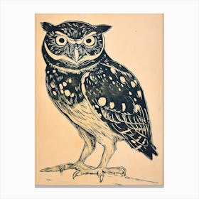 Burmese Fish Owl Linocut Blockprint 3 Canvas Print