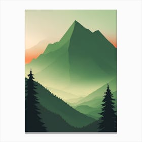 Misty Mountains Vertical Composition In Green Tone 11 Canvas Print