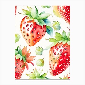 Strawberry Repeat Pattern, Fruit, Storybook Watercolours Canvas Print