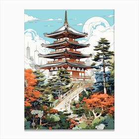 Ginkaku Ji Temple Japan Modern Illustration 2 Canvas Print