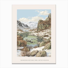 Vintage Winter Poster Snowdonia National Park United Kingdom 1 Canvas Print