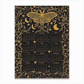 Luna Moon Golden Calendar 2024 Canvas Print