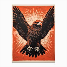 Eagle, Woodblock Animal  Drawing 3 Canvas Print