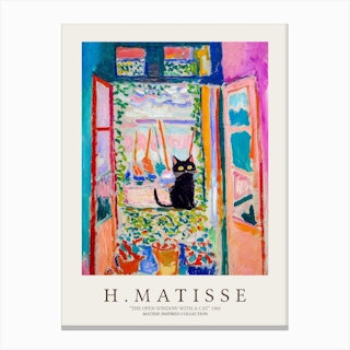 The Open Window With A Black Cat Matisse  Inspired Museum Poster Canvas Print