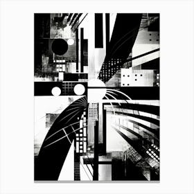 Intersection Abstract Black And White 6 Canvas Print