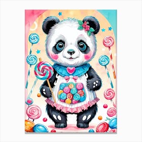 Cute Skeleton Panda Halloween Painting (7) Canvas Print