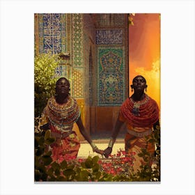 African Tribe Couple Canvas Print