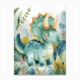 Cute Triceratops Watercolour 2 Canvas Print
