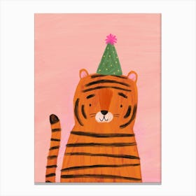 Tiger In A Party Hat Canvas Print
