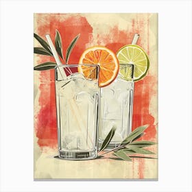 Tom Collins Watercolour Inspired Illustration 1 Canvas Print