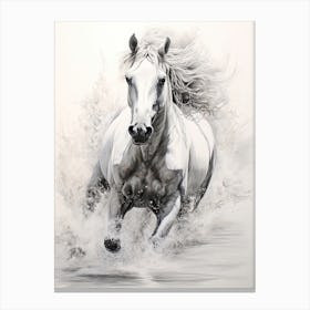 A Horse Oil Painting In Whitehaven Beach, Australia, Portrait 1 Canvas Print